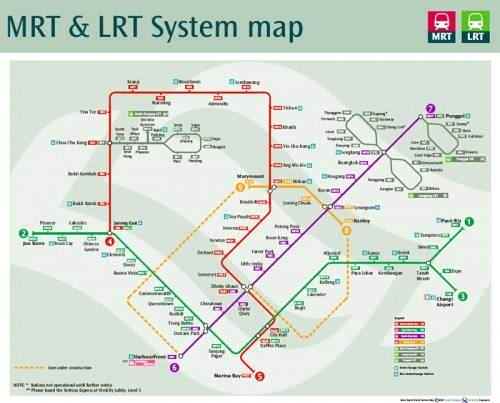 Singapur Schienennetz Netzkarte MRT SRT