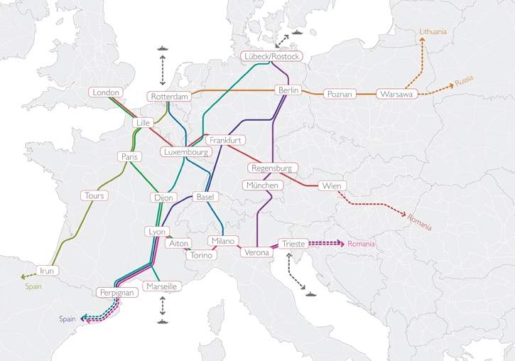 Modalohr Europa Streckennetz Planungen