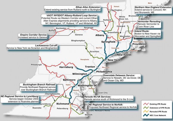 Nordostkorridor Amtrak USA Verbindungen mit Umsteigepunkten Regionalverkehr