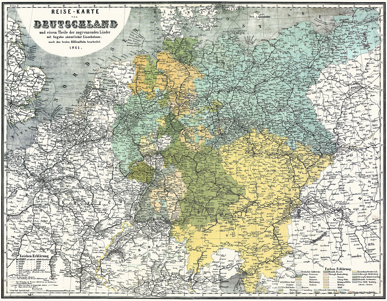 bahnkarte deutschland 1861 klein
