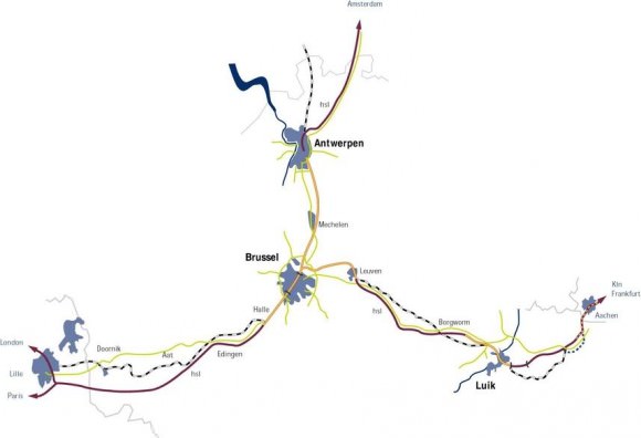 Netz Hochgeschwindigkeitstrassen Belgien Thalys ICE TGV