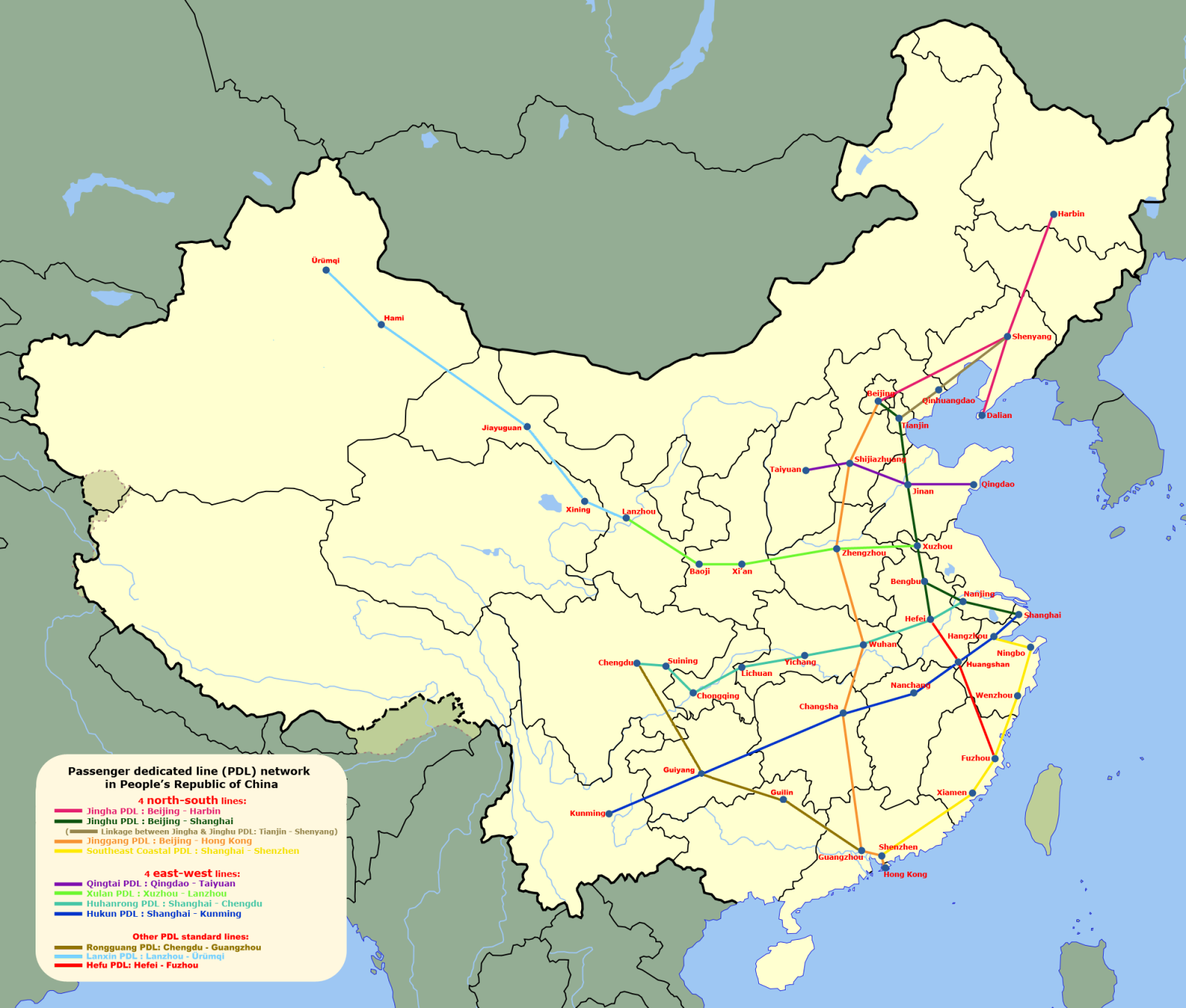 Die neue Seidenstraße: von China nach Europa mit der Eisenbahn 17 China Schnellfahrstrecken Plan