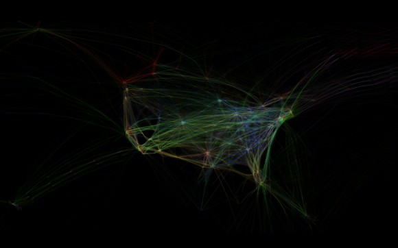 Luftverkehr USA bei Nacht Aaron Koblin Flight Patterns