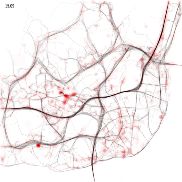 Verkehr in Lissabon am Nachmittag Visualisierung von Pedro Cruz