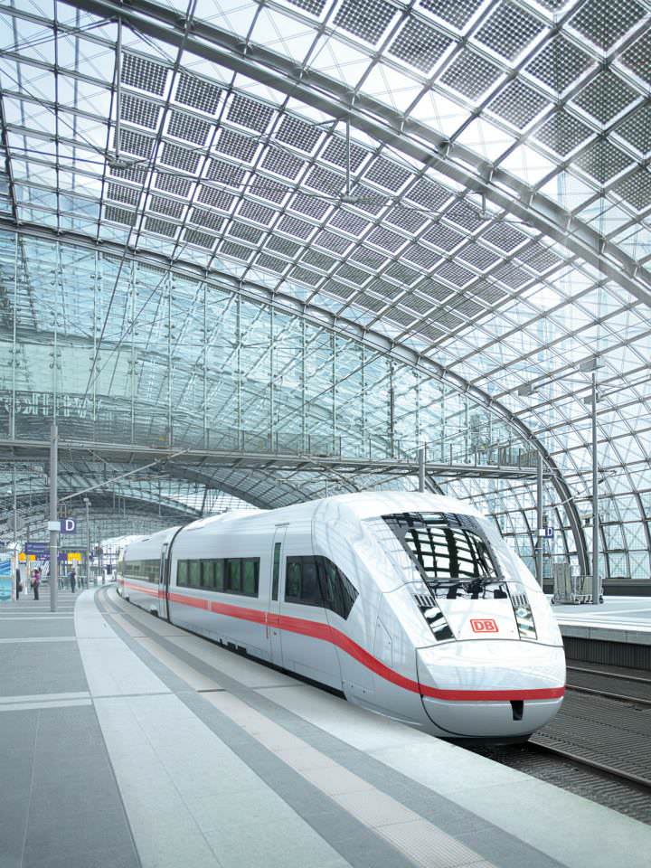 3D-Modell des ICx, Frontansicht, Neuer ICE, Neuer IC, Neuer EC, Deutsche Bahn, Siemens, Fernverkehr, Fernverkehrszug Visualisierung Berlin Hbf