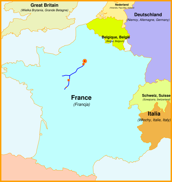Lignes à grande vitesse (LGV) Atlantique Karte zweite Schnellfahrstrecke Frankreichs