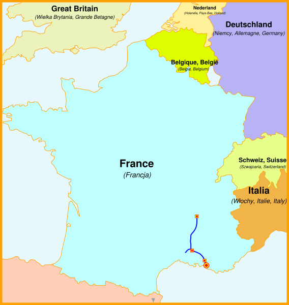 Karte der LGV Méditerranée im Süden Frankreichs TGV-Trasse