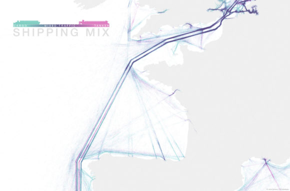 Schifffahrtsrouten Südwest Europa Ärmelkanal weltweit Visualisierung