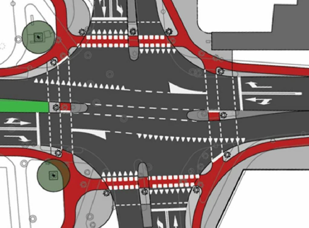 Niederlande Kreuzungsbereich mit einer radfahrerfreundlichen Abbiegerbeziehung und einer hohen Verkehrssicherheit Feinplanung