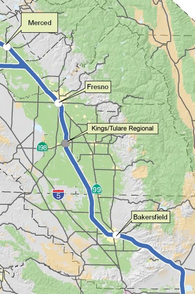 Kalifornien Hochgeschwindigkeitsprojekt Abschnitt Bakersfield - Fresno USA