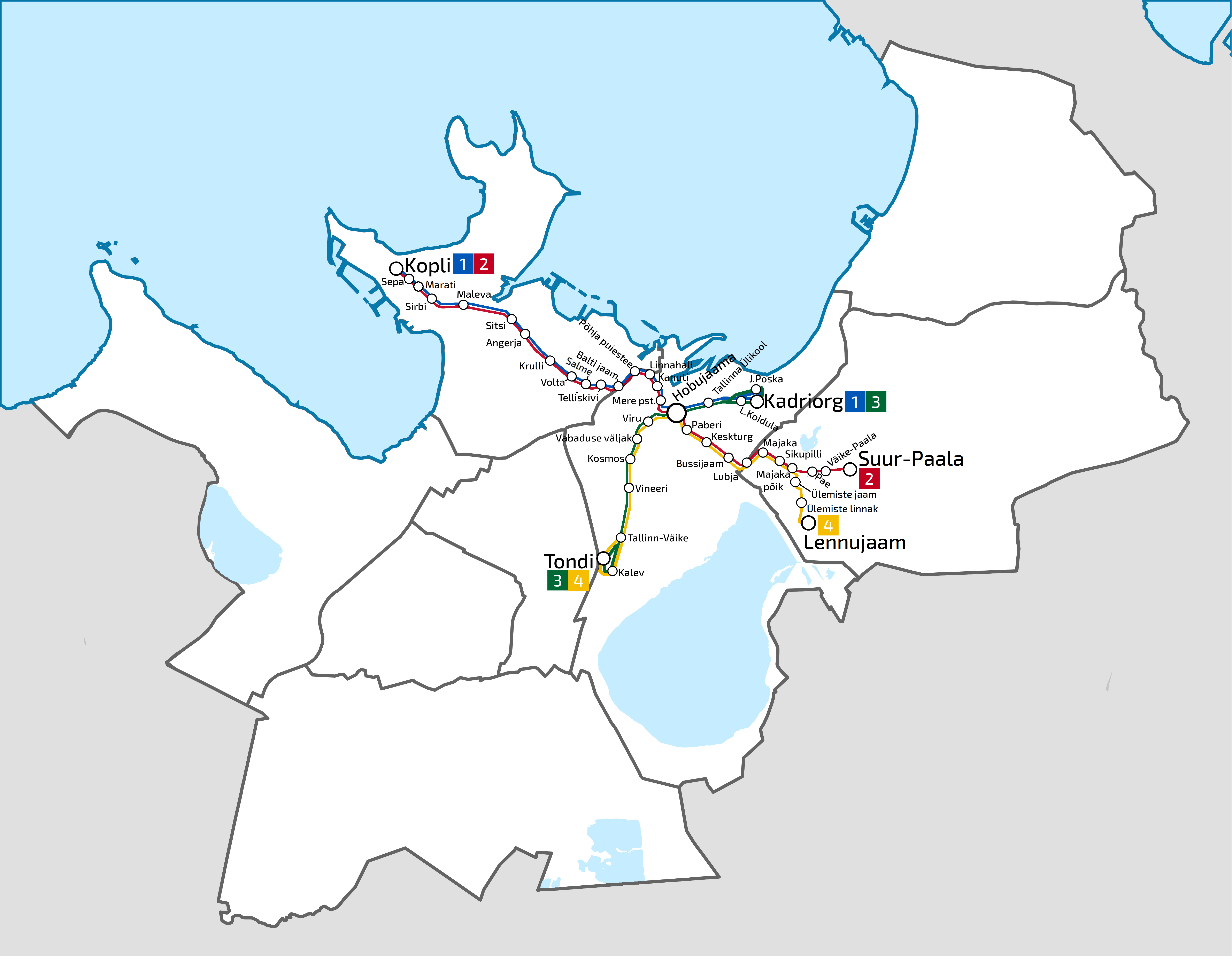 Straßenbahnnetz Tallinn 2016