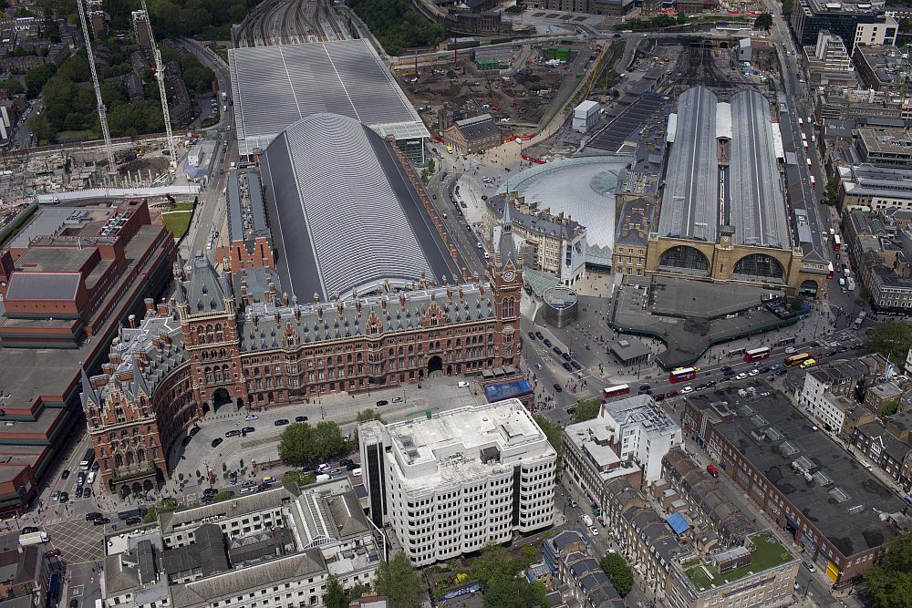 Umgebauter Bahnhof King's Cross und St Pancras Luftbild