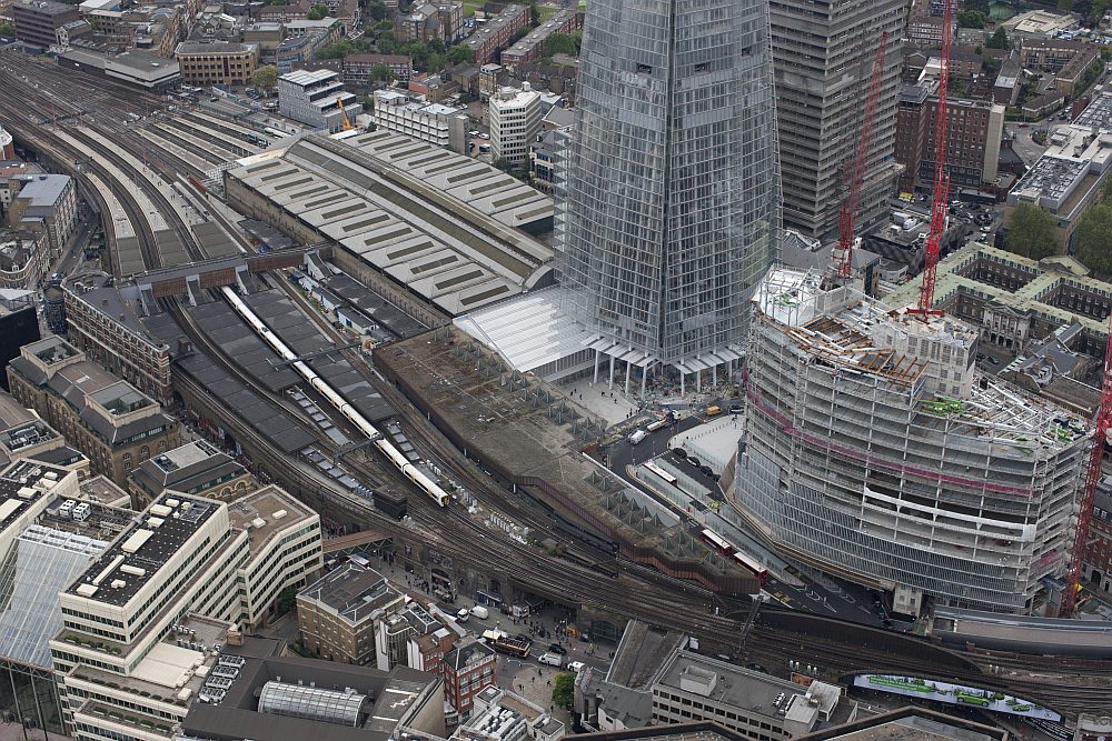Luftbild The Shard London Bridge Gleisanlagen