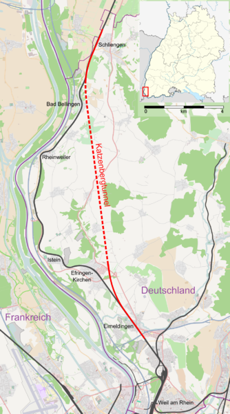 Karte Katzenbergtunnel Bahn