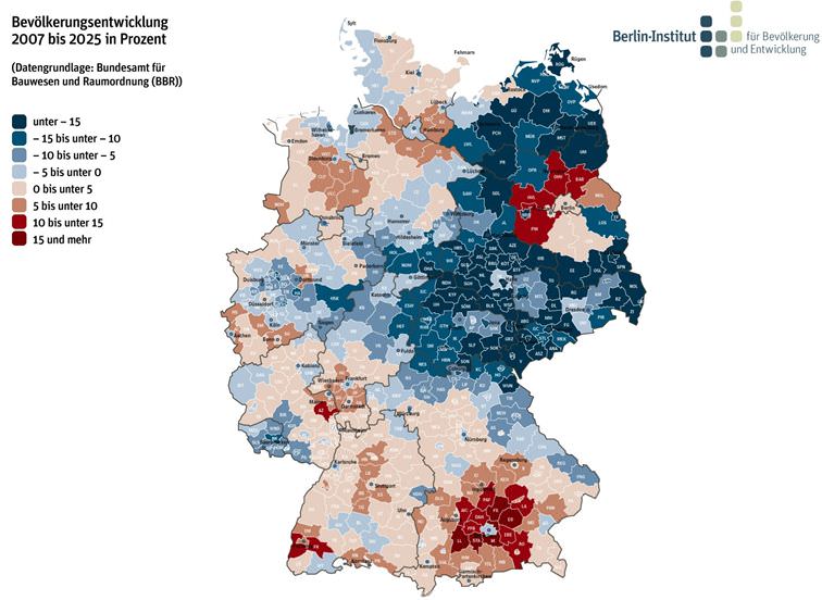 Demografische Entwicklung in Deutschland Bevölkerungswachstum Bevölkerungsrückgang wo