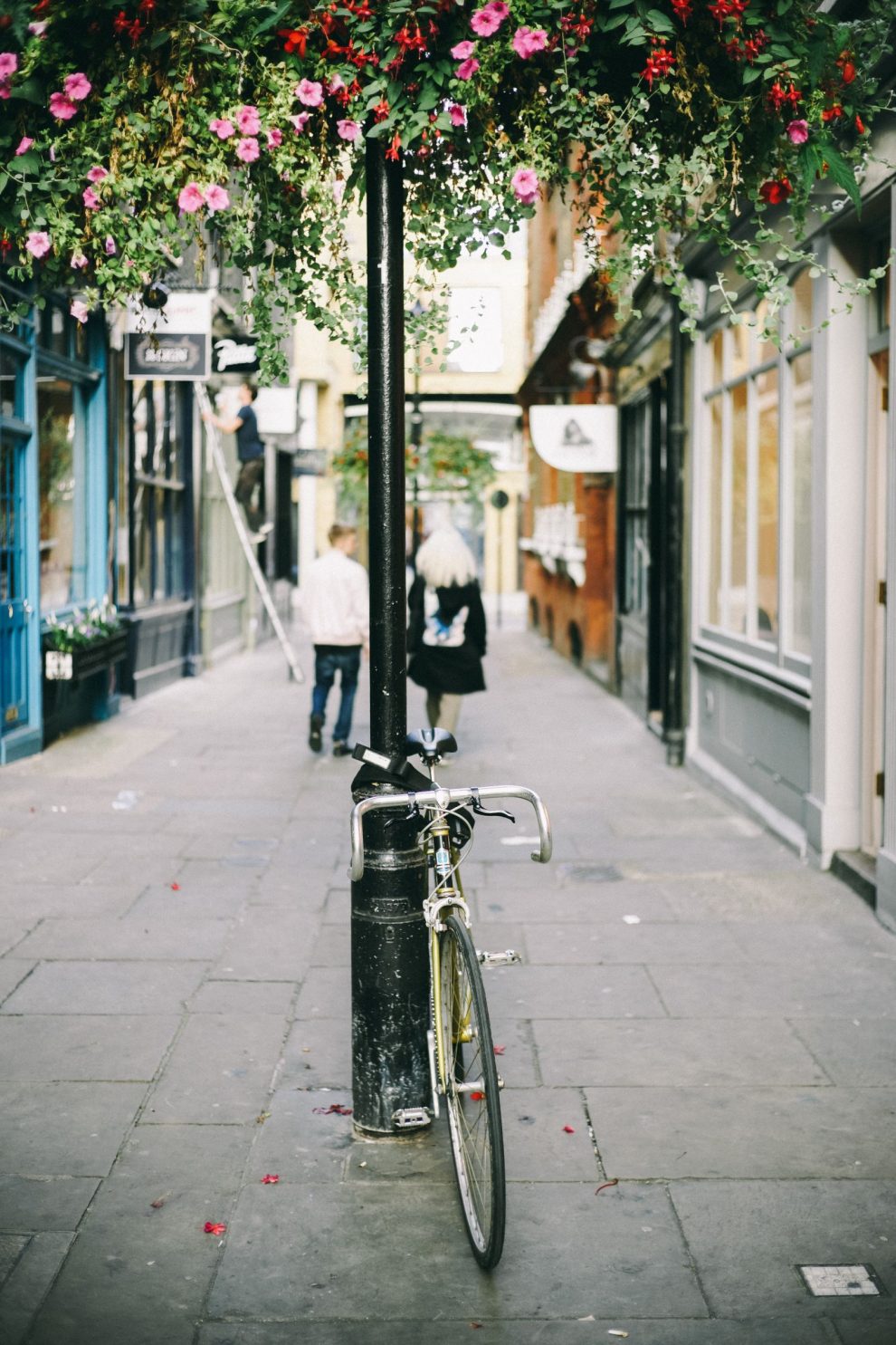 Radverkehr Fotografie London Blumenschmuck