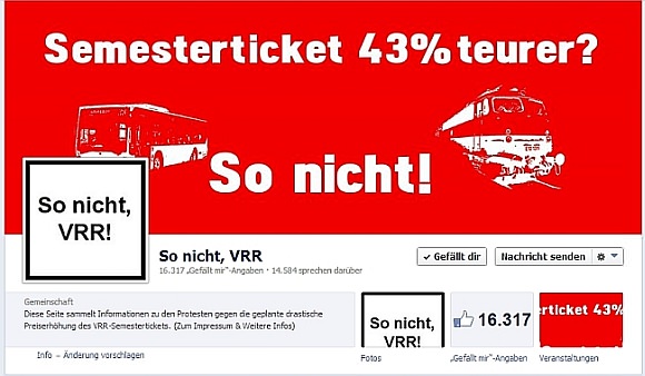 So nicht VRR Facebook-Seite