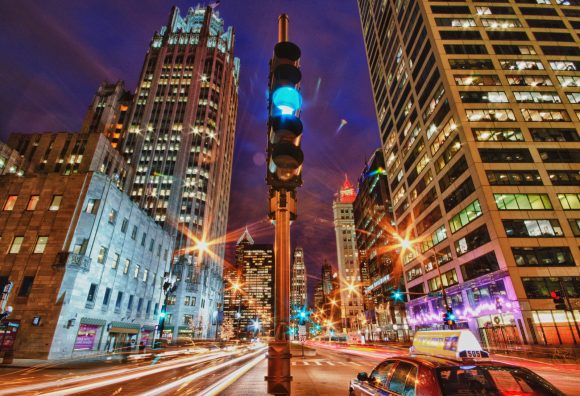 Chicago Straßenzug bei Nacht