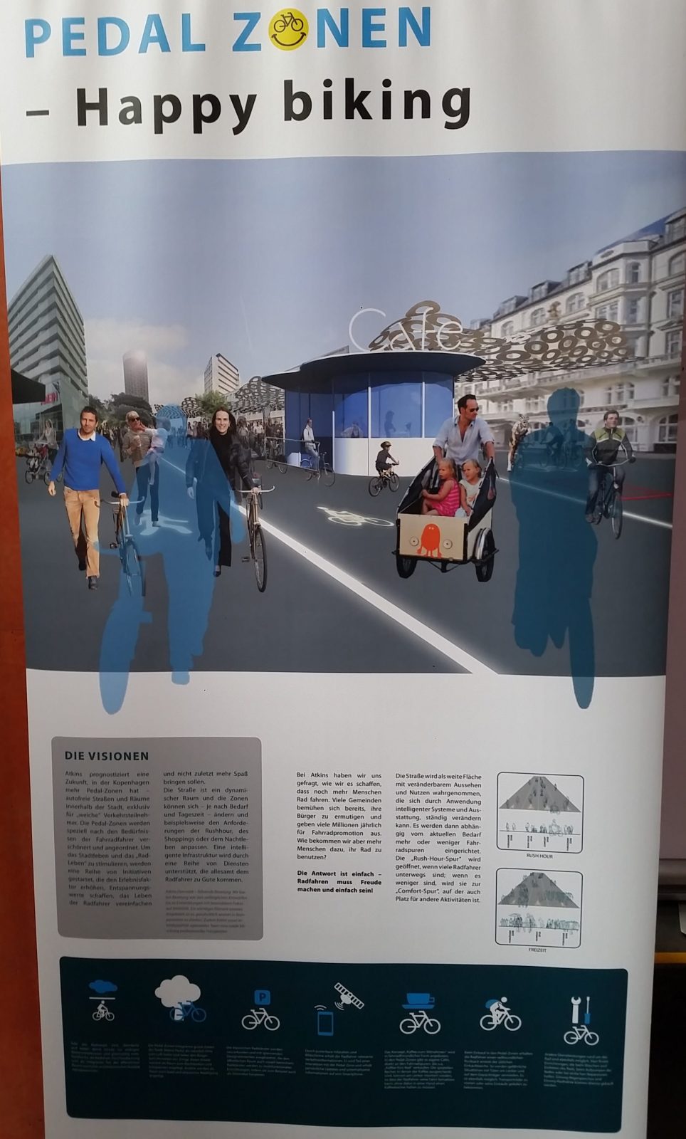 Radverkehr in Kopenhagen: The Good City 117 Radverkehr in Kopenhagen - Ausstellung the good city Fahrrad Pedal-Zonen Fußgängerzone