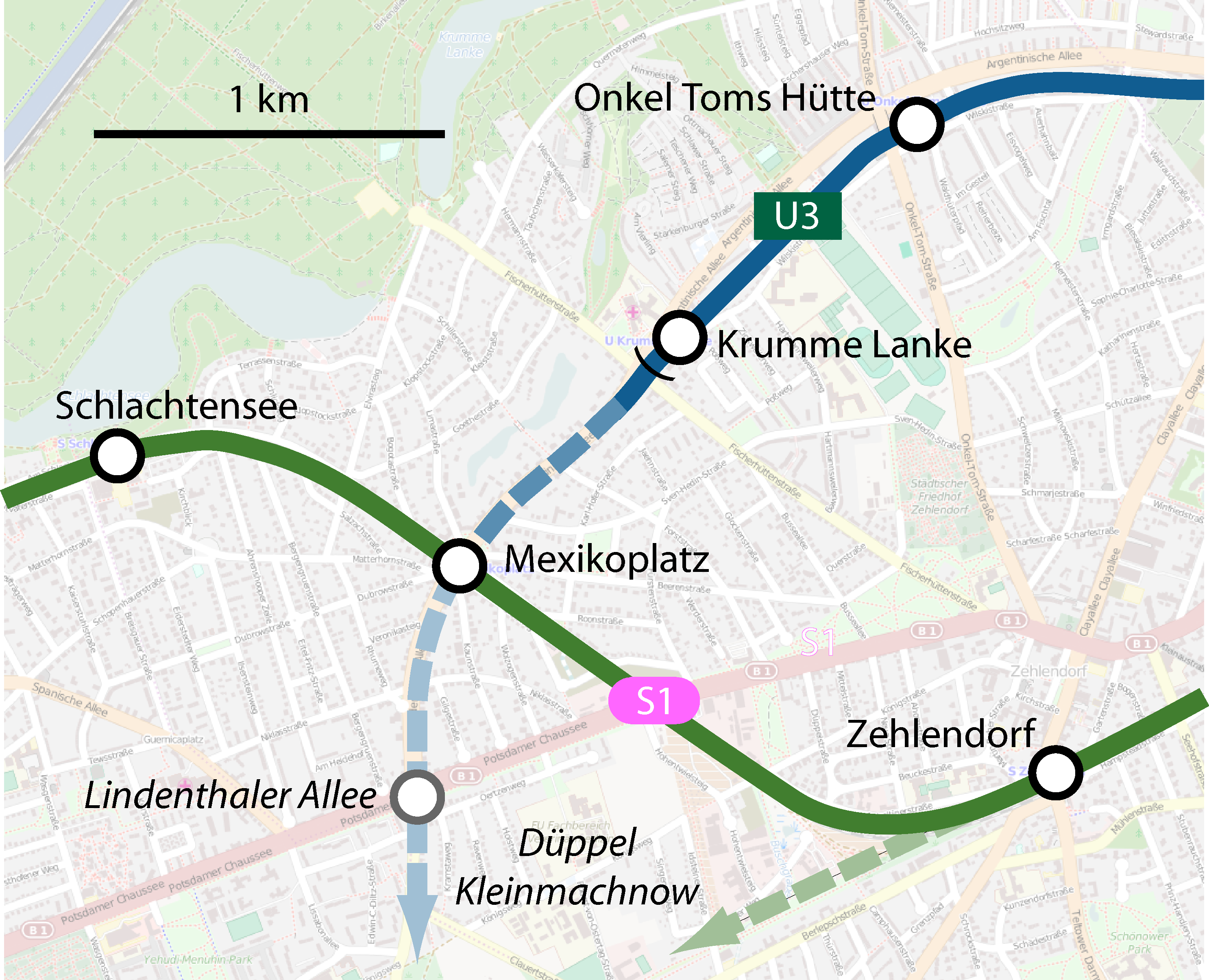 Ausbauoptionen Berlin Schienenverkehr Zehlendorf Steglitz S-Bahn U-Bahn