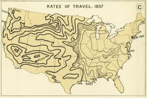 Reisezeiten Eisenbahn USA 1857 Entfernungen