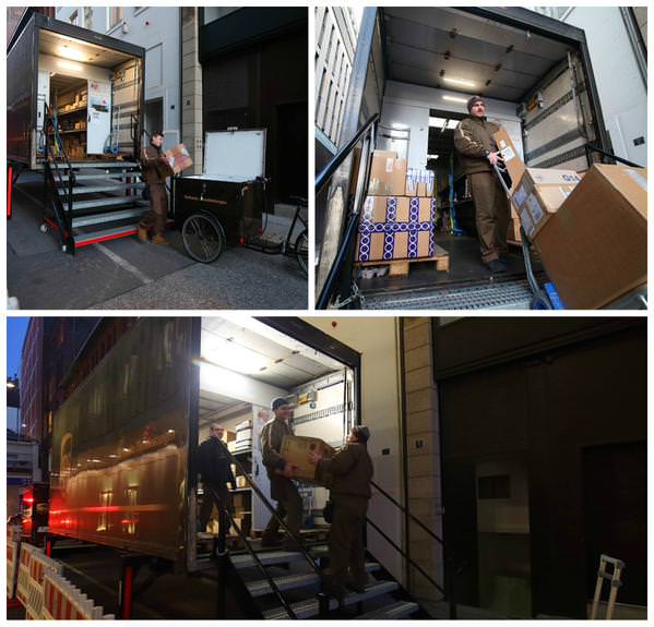 Kombination aus Lastenrad und Container in Hamburg von UPS