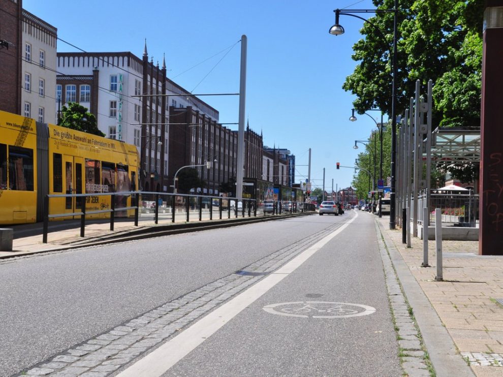 Radfahrstreifen in Rostock Radverkehrsinfrastruktur