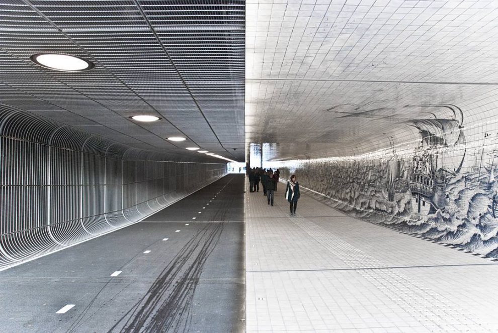 Cuyperspassage Tunnel für den Radverkehr und Fußverkehr unter dem Amsterdamer Hauptbahnhof als Langsamverkehrspassage