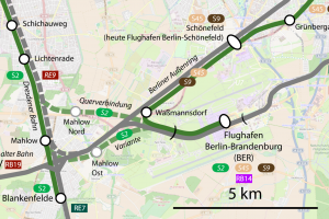 Anbindung des BER mit Querspange der S2 mit Zwischenhalt in Mahlow