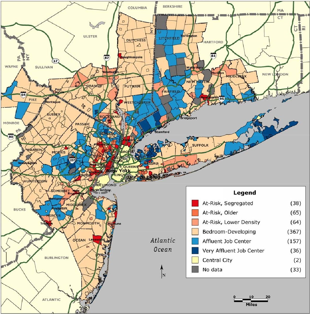 New York Entwicklung Gemeinden zustand kategorie suburbs