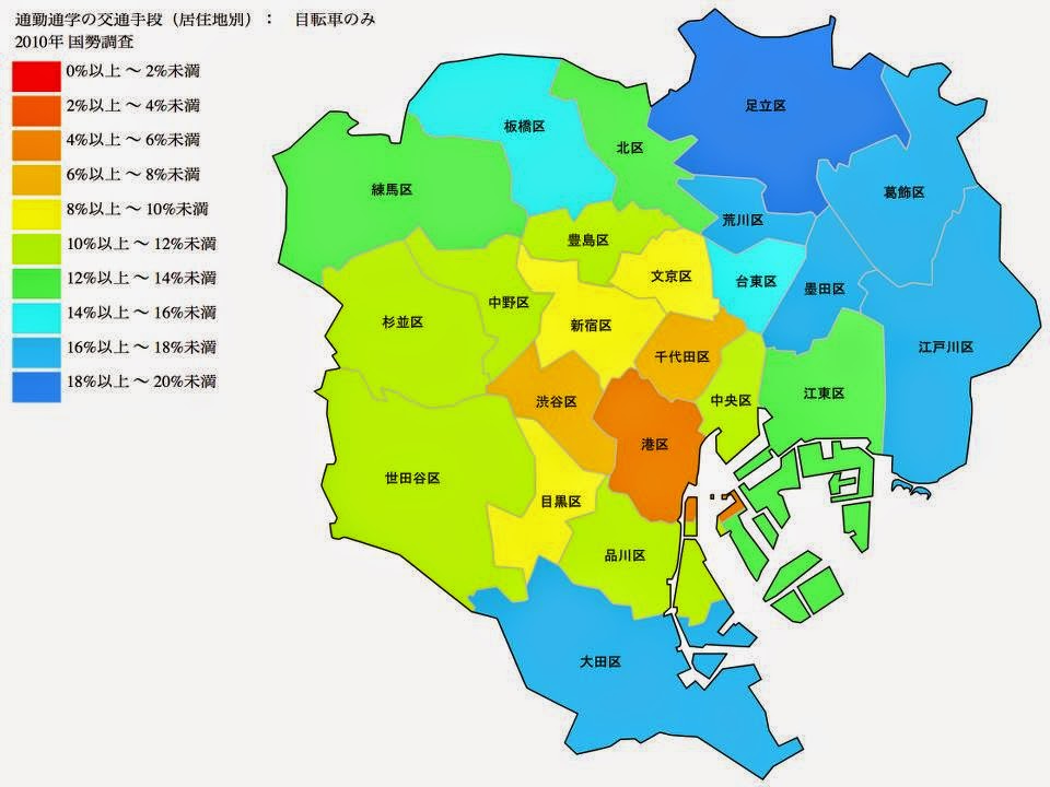 Tokio Radverkehrsanteil Verkehrsaufkommen Modal Split Tokyo Japan Fahrrad